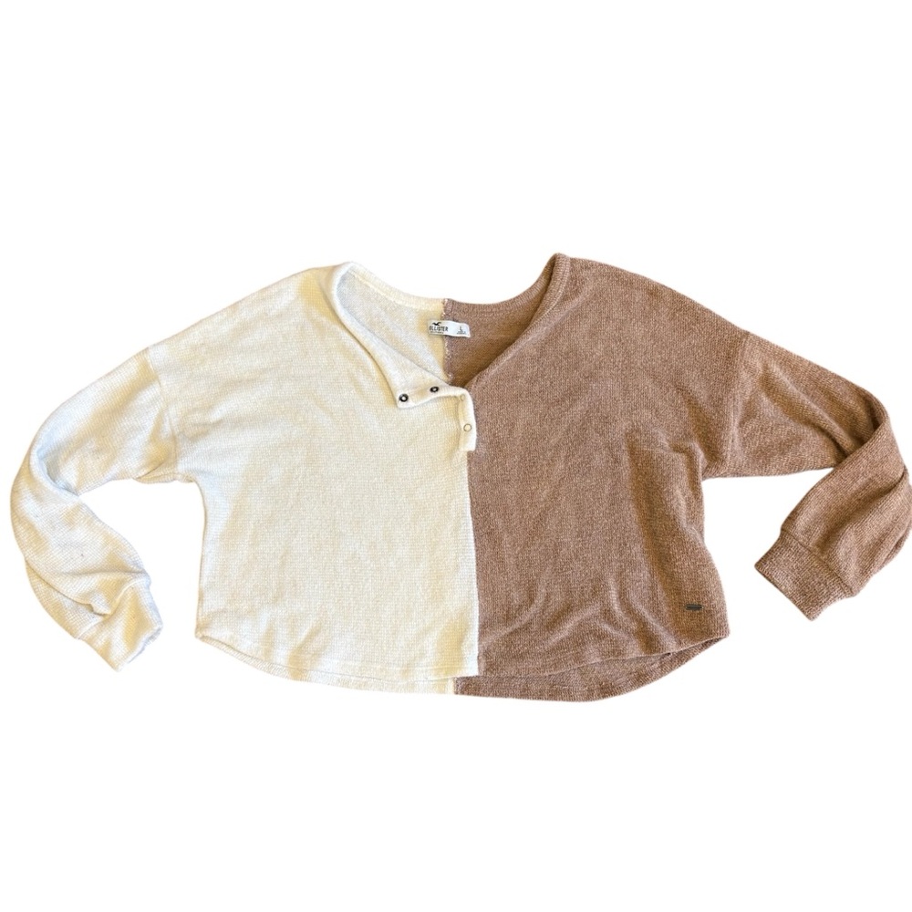 Hollister Henley Half Half Knit Warm Button Down Sweater size Large‎